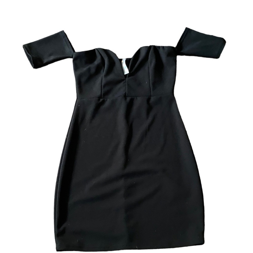 Blue Blush Little Black Cocktail Dress off Shoulder Deep V Size M Sweetheart